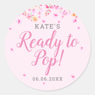 Elegante Bloem Gereed om te Openen Roze Baby Showe Ronde Sticker