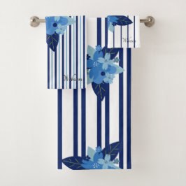 Elegante bloem gestreept patroon monochromatisch b bad handdoek