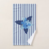 Elegante bloem gestreept patroon monochromatisch b bad handdoek (Handdoek)