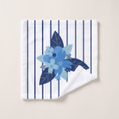 Elegante bloem gestreept patroon monochromatisch b bad handdoek (Wasdoekje)