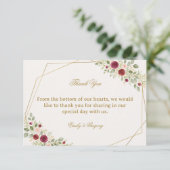 Elegante Bloem Goud Bedankkaart (Staand voorkant)