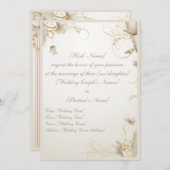 Elegante bloem goud chic gala uitnodiging  (Voorkant / Achterkant)