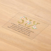 Elegante Bloem Goud Glitter ZES 6de Verjaardag Acryl Uitnodigingen (Laagn)