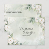 Elegante bloem goud groene professionele dank je briefkaart (Voorkant / Achterkant)