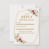 Elegante Bloem Goud RSVP Kaartje (Voorkant)