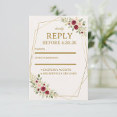 Elegante Bloem Goud RSVP Kaartje (Staand voorkant)