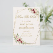 Elegante Bloem Goud Save The Date (Staand voorkant)
