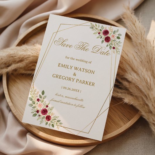 Elegante Bloem Goud Save The Date