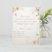 Elegante bloem gouden chic gala uitnodiging (Staand voorkant)