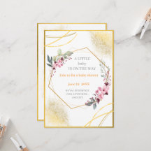 Elegante Bloem Gouden Geometrische Baby Shower Uit
