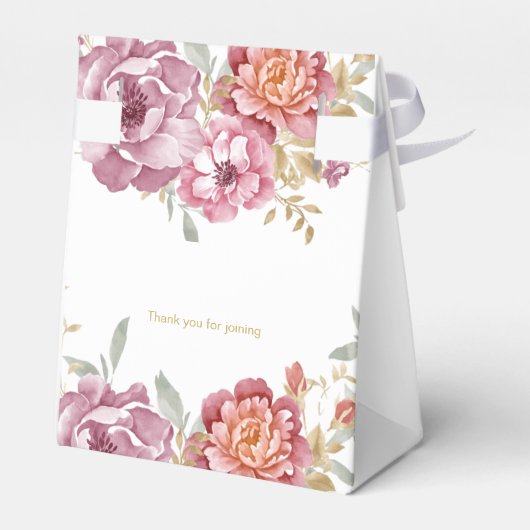 Elegante Bloem & Gouden Huwelijksgunst doos Bedankdoosjes (Achterkant)