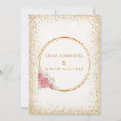 Elegante bloem gouden lijst Glitter Nuestra Boda Kaart (Achterkant)