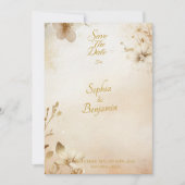 Elegante Bloem Gouden Save the Date Aangepaste Det Kaart (Voorkant)