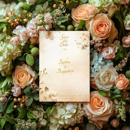 Elegante Bloem Gouden Save the Date Aangepaste Det Kaart