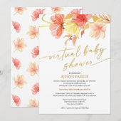 Elegante Bloem Gouden Script Waterverf Virtueel Kaart (Voorkant / Achterkant)