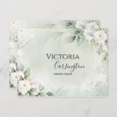 Elegante bloem goudgroene professionele dank je briefkaart (Voorkant / Achterkant)