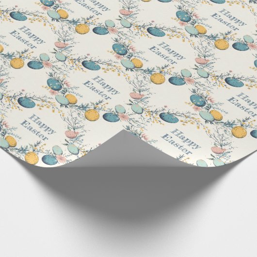 Elegante bloem Happy Easter Cadeaupapier (Hoek)