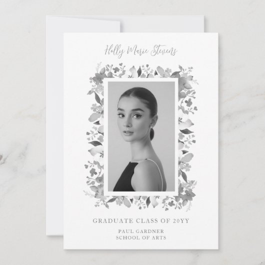 Elegante bloem in eigentijdse grijstinten Foto Kaart (Voorkant)