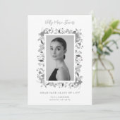 Elegante bloem in eigentijdse grijstinten Foto Kaart (Staand voorkant)