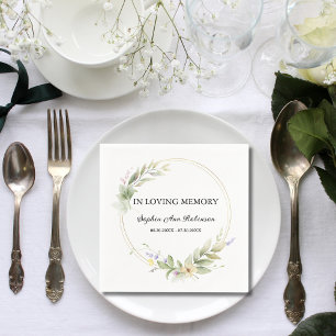 Elegante bloem in liefdevolle herinnering begrafen servet