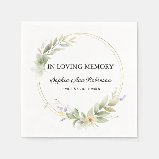 Elegante bloem in liefdevolle herinnering begrafen servet (Voorkant)
