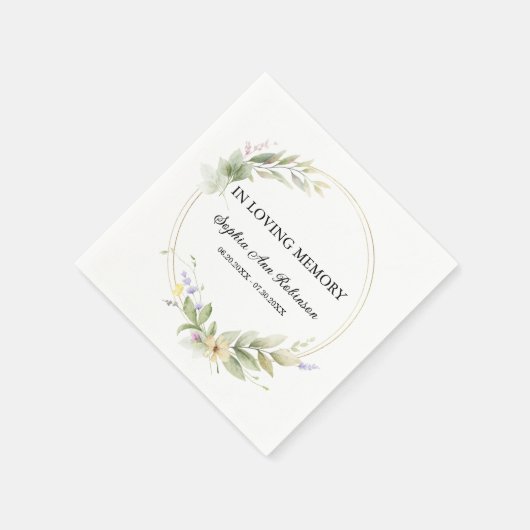 Elegante bloem in liefdevolle herinnering begrafen servet (Hoek)