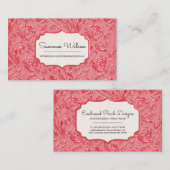 Elegante bloem in reliëf donkerroze Visitekaartje (Voorkant / Achterkant)