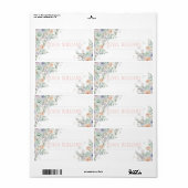 Elegante bloem in waterverf etiket (Full Sheet)