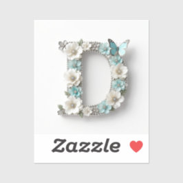 Elegante Bloem Initialen D Vinyl Stickers