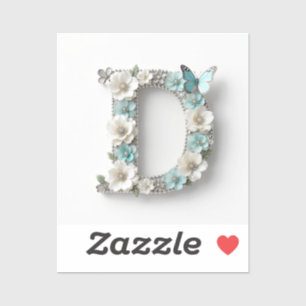 Elegante Bloem Initialen D Vinyl Stickers
