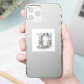 Elegante Bloem Initialen D Vinyl Stickers (Telefoon)