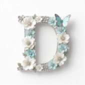 Elegante Bloem Initialen D Vinyl Stickers (Voorkant)