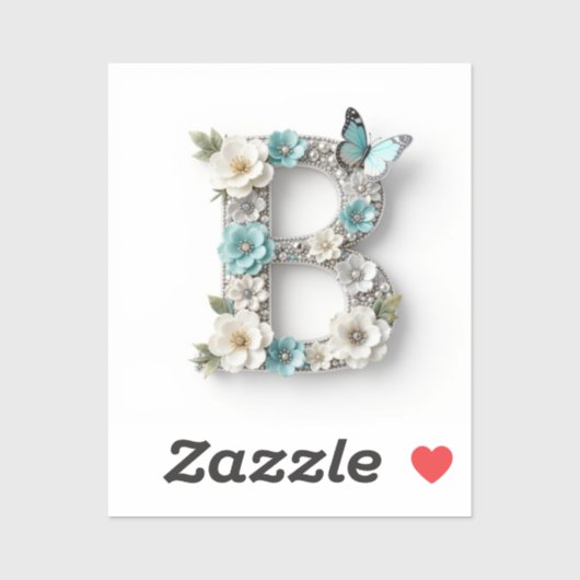 Elegante Bloem Initialen van Jou B Vinyl Stickers (Vel)