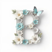 Elegante Bloem Initialen van Jou B Vinyl Stickers (Voorkant)