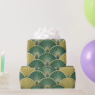 Elegante Bloem Islamitisch Groen Goud Art Deco Cadeaupapier