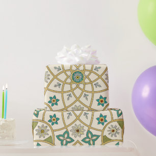 Elegante Bloem Islamitisch Groen Goud Cadeaupapier