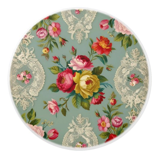  Elegante Bloem Keramische Knop (Voorkant)