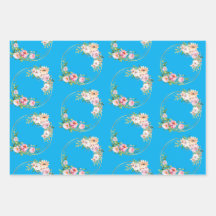 Elegante Bloem Krans Inpakpapier Set van 3