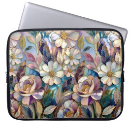 Elegante bloem laptophoes Gouden botanische case