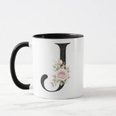 Elegante Bloem Letter J Monogram Logo Mok (Links)
