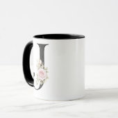 Elegante Bloem Letter J Monogram Logo Mok (Voorkant links)