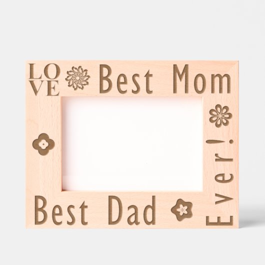 Elegante bloem, liefde, beste moeder en beste vade gegraveerde lijstjes (Voorkant)