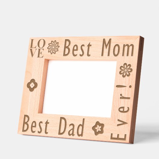 Elegante bloem, liefde, beste moeder en beste vade gegraveerde lijstjes (Links)