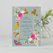 Elegante bloem Maagdenpalm Trouw  Folie Uitnodiging (Staand Voorkant)