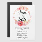 Elegante Bloem Magnetische Trouw Save The Date Mag Magnetische Uitnodiging (Voorkant / Achterkant)