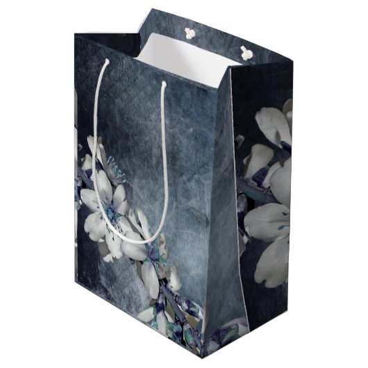 Elegante bloem medium cadeauzakje (Achterkant Gekanteld)