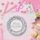 Elegante bloem met bessen | vrolijk kerstfeest papieren bordje (Feest)