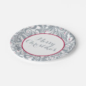 Elegante bloem met bessen | vrolijk kerstfeest papieren bordje (Gekanteld)