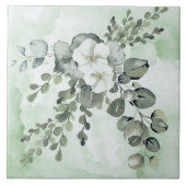 Elegante bloem met groen tegeltje (Voorkant)