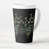 Elegante bloem met zwart latte mok (Rechterhoek)